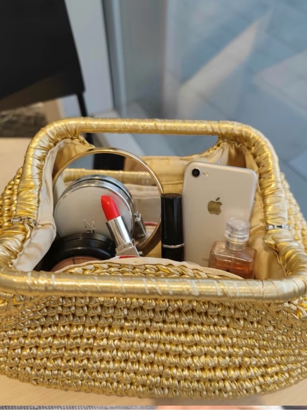 Gold Woven Top-Handle Women’s Bag - Picture 12 of 14